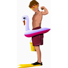 矢量手绘强壮的小男孩