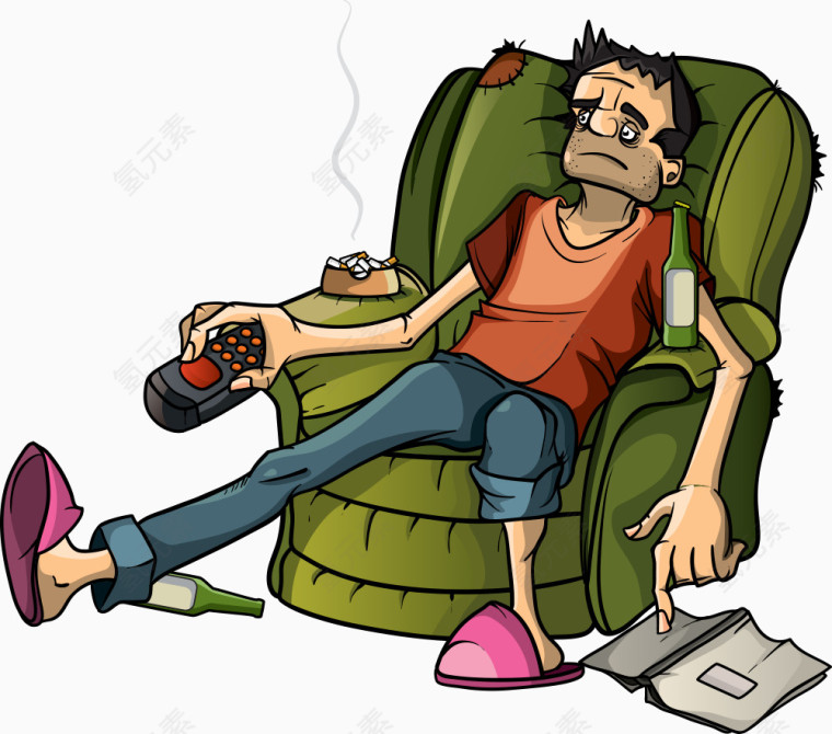 看电视的矢量男人