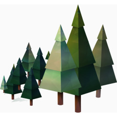 几何松树手绘矢量绿色植物素材