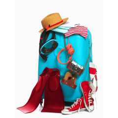 蓝色行李箱高清免扣素材