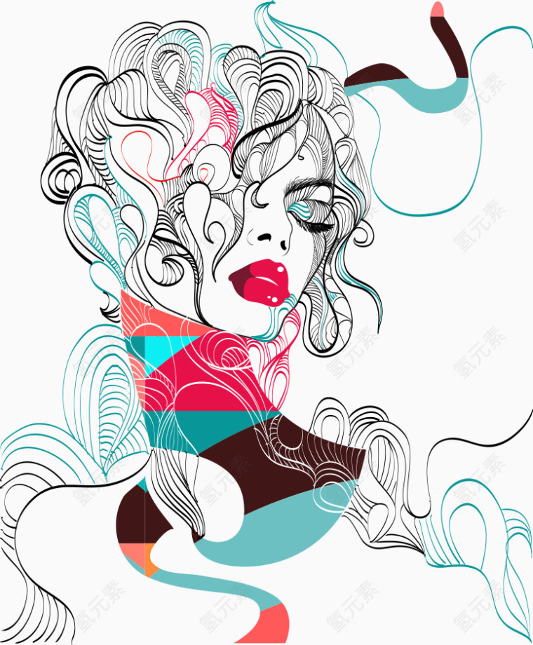 矢量抽象女人
