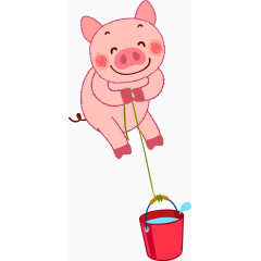矢量手绘提水的小猪