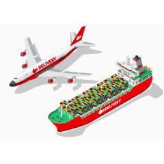 小船航空海运矢量图
