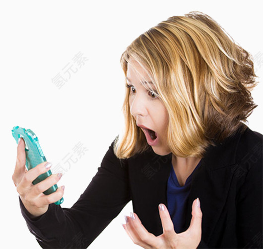 对着手机很惊讶的女人