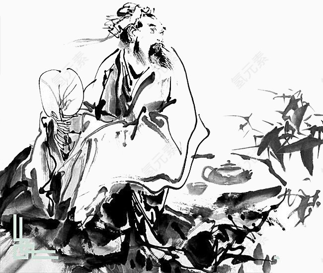 水墨古人纳凉