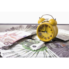 创意钞票与闹钟