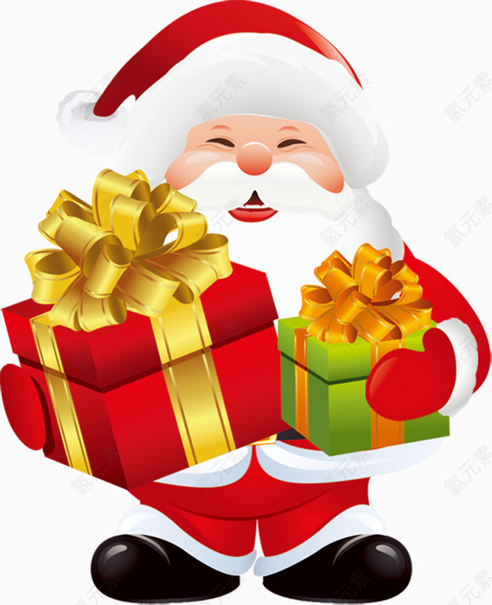 拿着礼物的圣诞老人素材