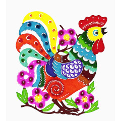 手绘彩色大公鸡