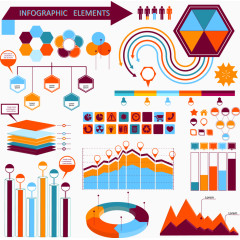 彩色扁平PPT数据图表合集矢量素材