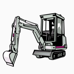 矢量手绘挖掘机拖拉机工程机械