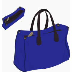 矢量手绘蓝色手提包