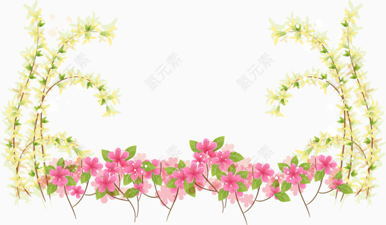 矢量手绘花丛