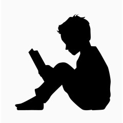 矢量读书男孩剪影