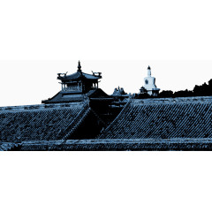 黑色古代建筑创意