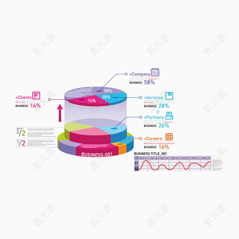 矢量圆柱ppt分析图