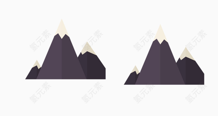 矢量黑色卡通远山群山