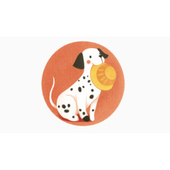 叼着盘子的小狗标签