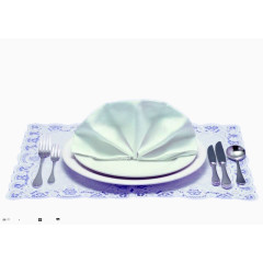 一副蓝紫色餐巾帽子刀叉免扣素材