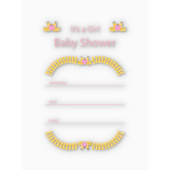 黄色可爱新生儿邀请卡