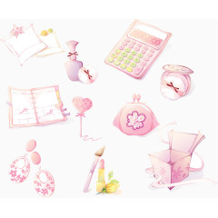 唯美卡通手绘小女孩学习用品