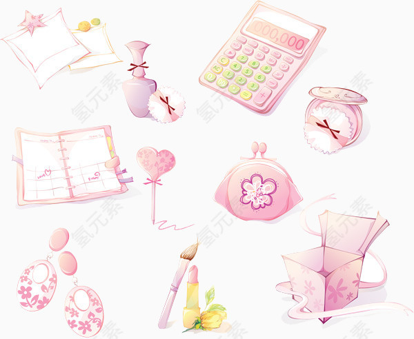 唯美卡通手绘小女孩学习用品