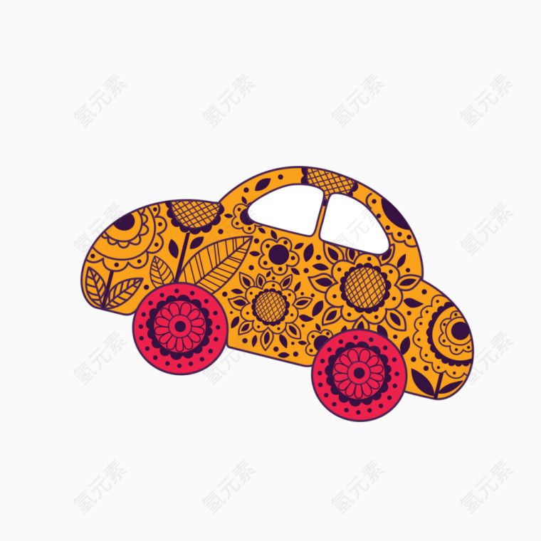 时尚伦敦插画  卡通汽车