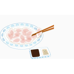 盘子饺子PNG矢量元素