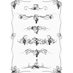 黑色花纹边框葡萄枝