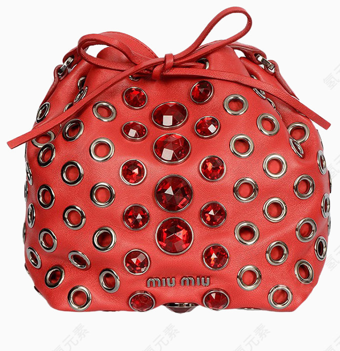 产品实物MCM女士红色羊皮水桶包单肩包