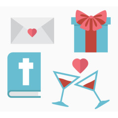 矢量婚礼礼物交杯酒