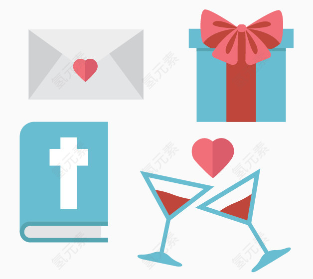 矢量婚礼礼物交杯酒