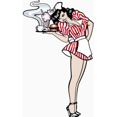 快餐店漂亮女服务员矢量素材