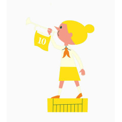 吹喇叭的小学生