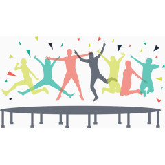 彩色可爱蹦床矢量图