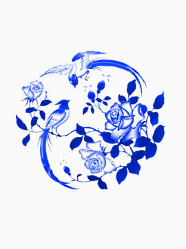 青花瓷鸟语花香图