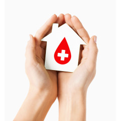 双手捧带十字形的房子模型