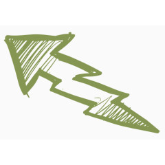 矢量手绘箭头闪电绿色