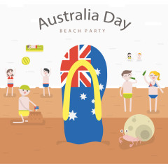 矢量插在沙滩上的拖鞋