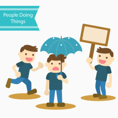 卡通做事男子矢量素材