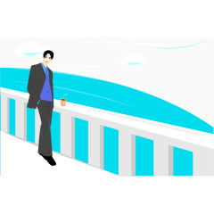 矢量手绘海边男子