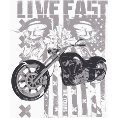 矢量复古摩托车印花