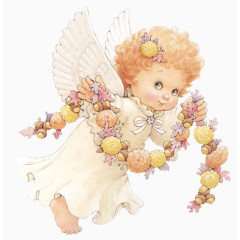 拿着花环的白色天使