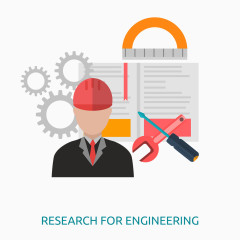 矢量扁平工程师研究插画