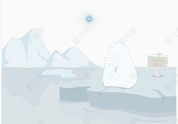 北极熊在北极矢量素材