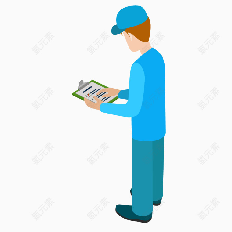 蓝色工作车间人物