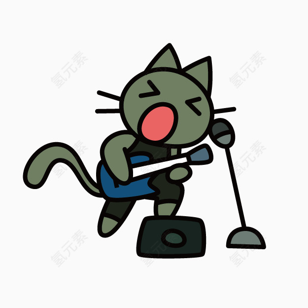 手绘小猫吉他手