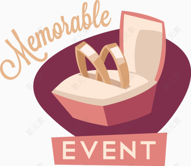 创意卡通扁平图形婚庆类素材