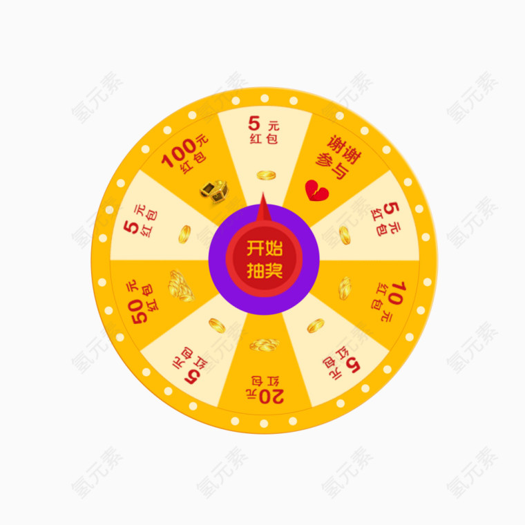 黄色圆形抽奖机免费素材