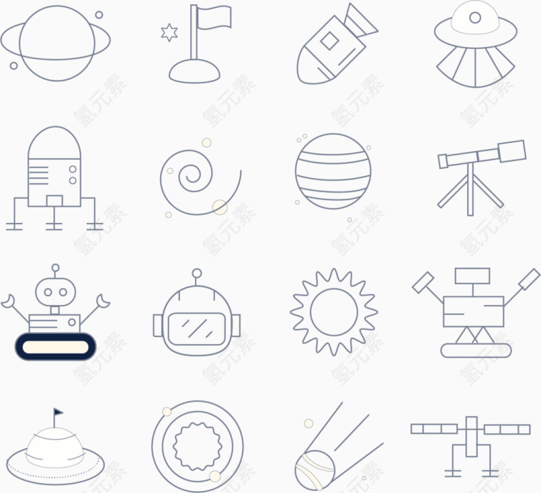 星体卫星火箭图标