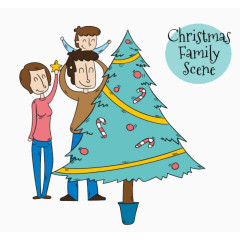 幸福的家庭圣诞场景